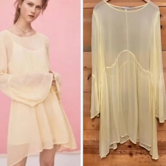 LACAUSA Scoop Neck Knee-Length Dress Canary Yellow - Picture 4 of 6